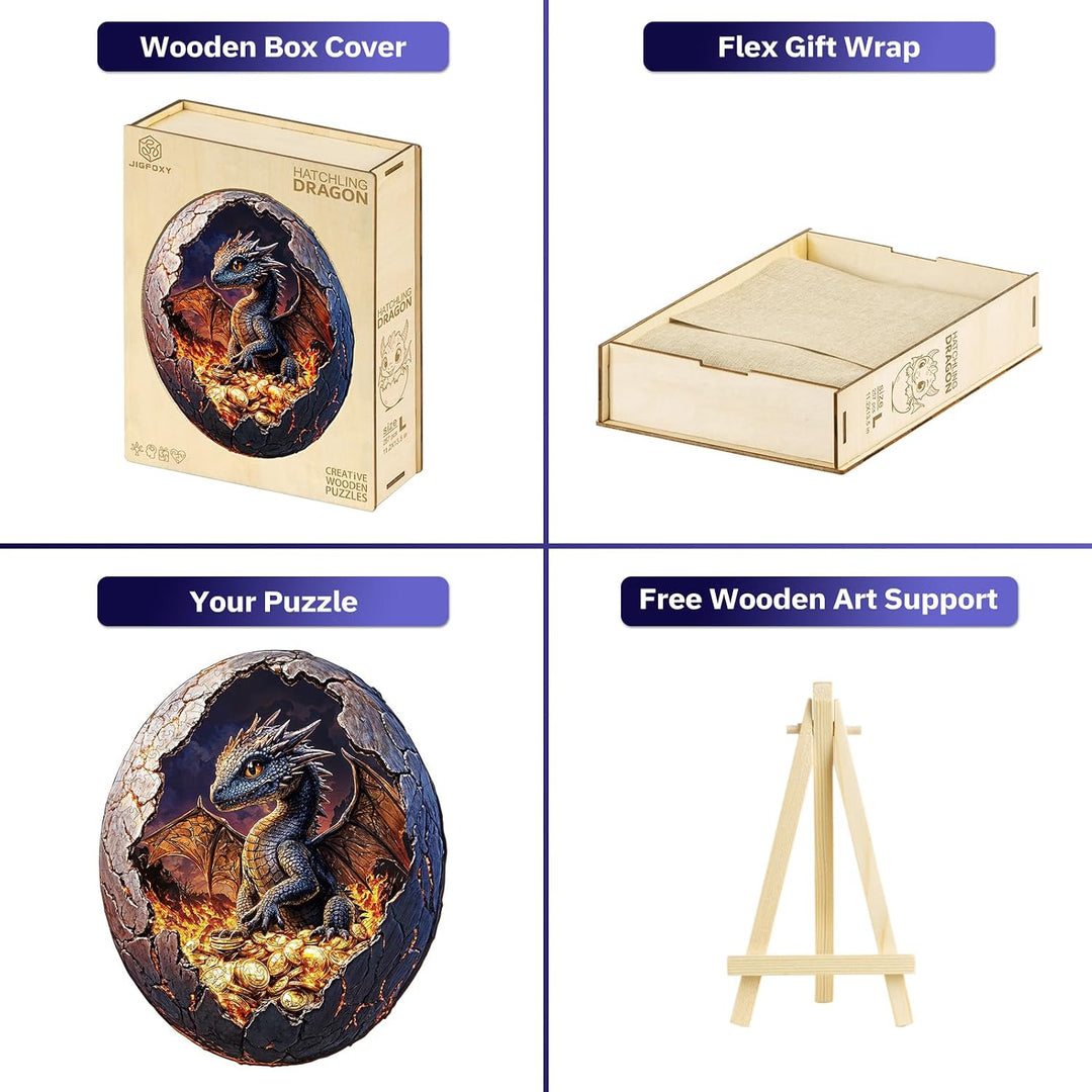 Jigfoxy Holzpuzzle Erwachsene, Junger Drache Holz Puzzle Erwachsen,einzigartiges Holztierpuzzle, Fam