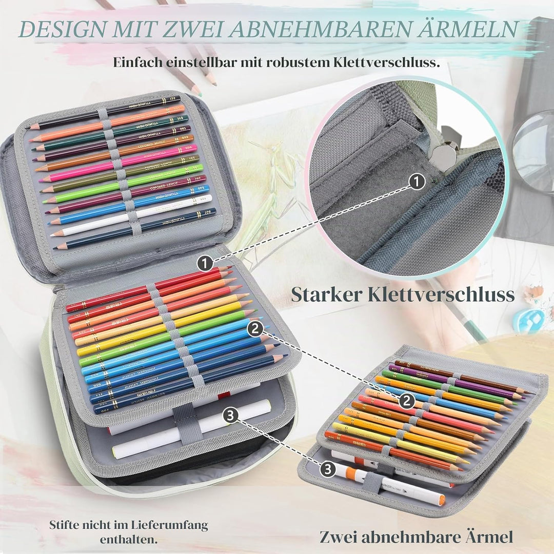 VX VONXURY Federmäppchen gross, 54 Schlaufen, 2 Einsätze für Schule Grün, Grün
