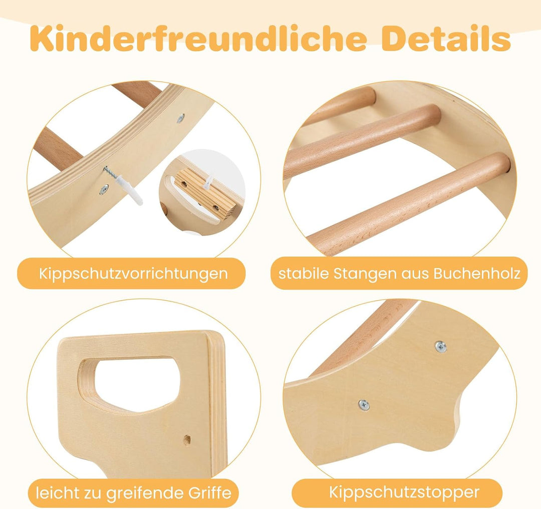 DREAMADE Montessori Kletterbogen, Bogenwippe mit abnehmbarem &amp; faltbarem Aufbewahrungsbehälter, Klet