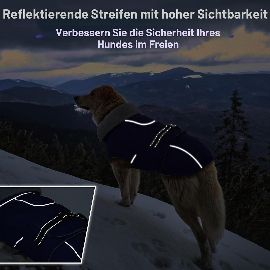 Lelepet Hundemantel Winterweste Reflektierende Fleece Hundejacke für Extra Grosse Hunde Wasserdicht