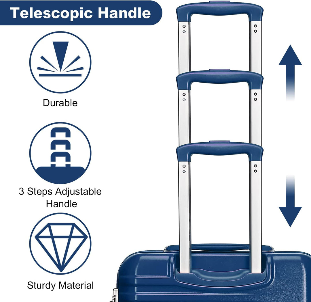 British Traveller Reisekoffer Set Handgepäck Koffer Trolleys Hartschalenkoffer ABS+PC mit 4 Spinnerr