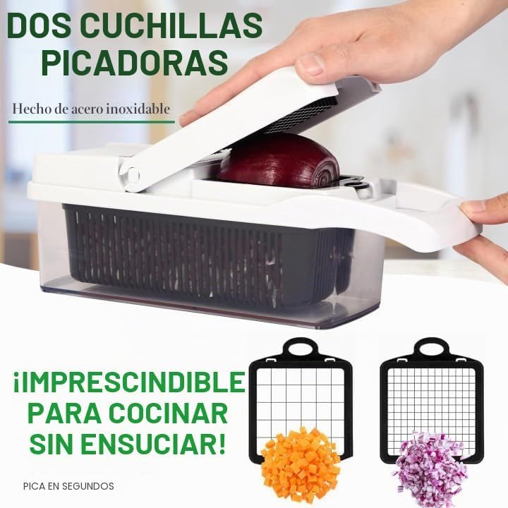 20-in-1 Gemüseschneider Spiralschneider - Zwiebelschneider &amp; Mandoline Gemüsehobel mit Behälter - Ka