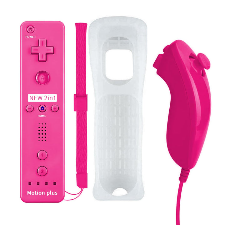 QUMOX 2-in-1-Controller für Wii, Nunchuck-Controller, Fernbedienungs-Konsole, eingebauter Motion Plu