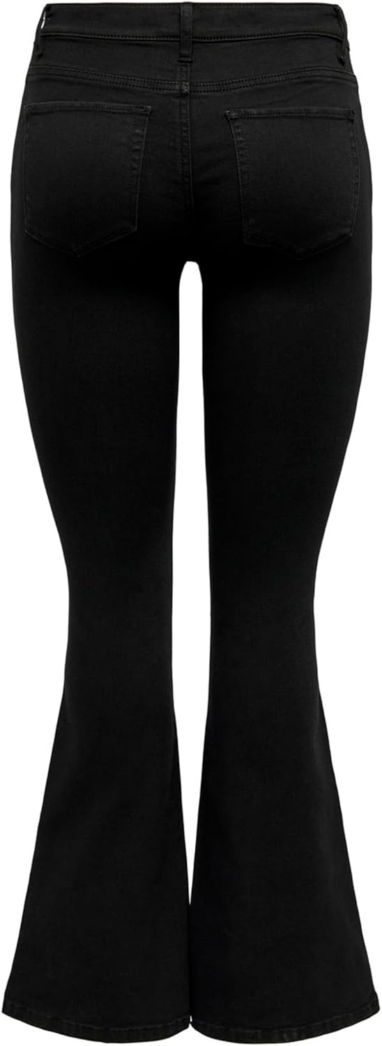 ONLY Female Schlaghosen-Jeans ONLREESE Mittlere Taille Flared Jeans 26W / 32L Black Denim, 26W / 32L