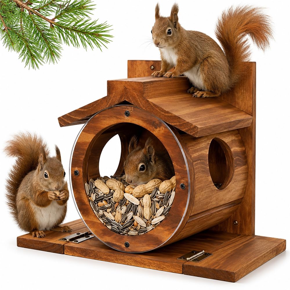 Eichhörnchen Futterhaus, Futterhaus Eichhörnchen Wetterfest, 2 Eingänge &amp; Sitzplattformen, Eichhörnc