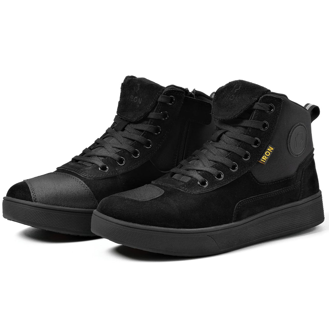 RIDEIRON Motorradschuhe Herren Damen Motorradstiefel CE-geprüft Schwarz 44 EU, Schwarz 44 EU