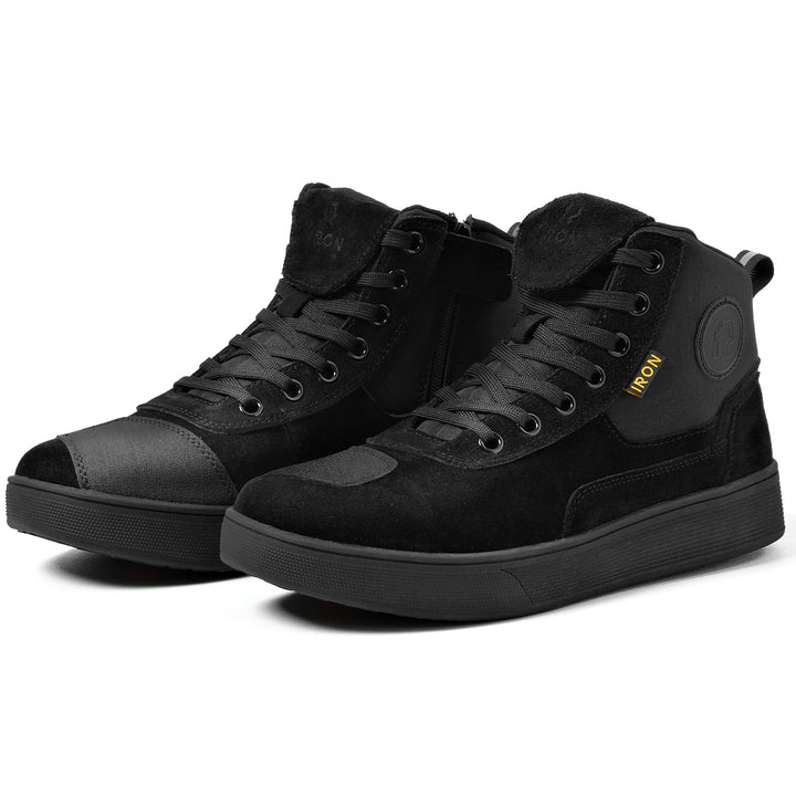 RIDEIRON Motorradschuhe Herren Damen Motorradstiefel CE-geprüft Schwarz 44 EU, Schwarz 44 EU
