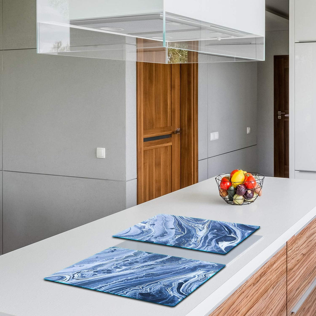 TMK | Herdabdeckplatten Set 2x40x52 cm Ceranfeld Abdeckung Glas Spritzschutz Abdeckplatte Glasplatte