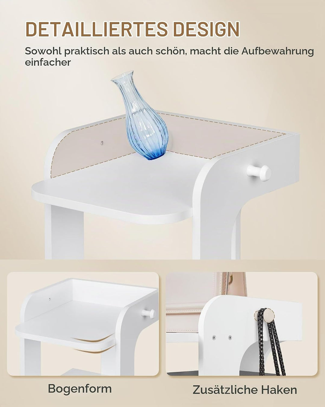 Hzuaneri Schuhregal, Schmales Schuhablage mit 8 Ebenen, Holz-Schuh-Organizer mit Haken, Verstellbar,