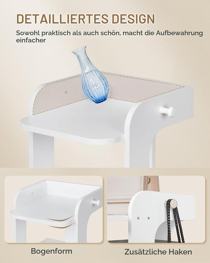 Hzuaneri Schuhregal, Schmales Schuhablage mit 8 Ebenen, Holz-Schuh-Organizer mit Haken, Verstellbar,