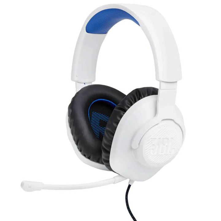 JBL Quantum 100P Konsole – Gaming-Headset für PlayStation, Weiss weiss / blau, weiss / blau