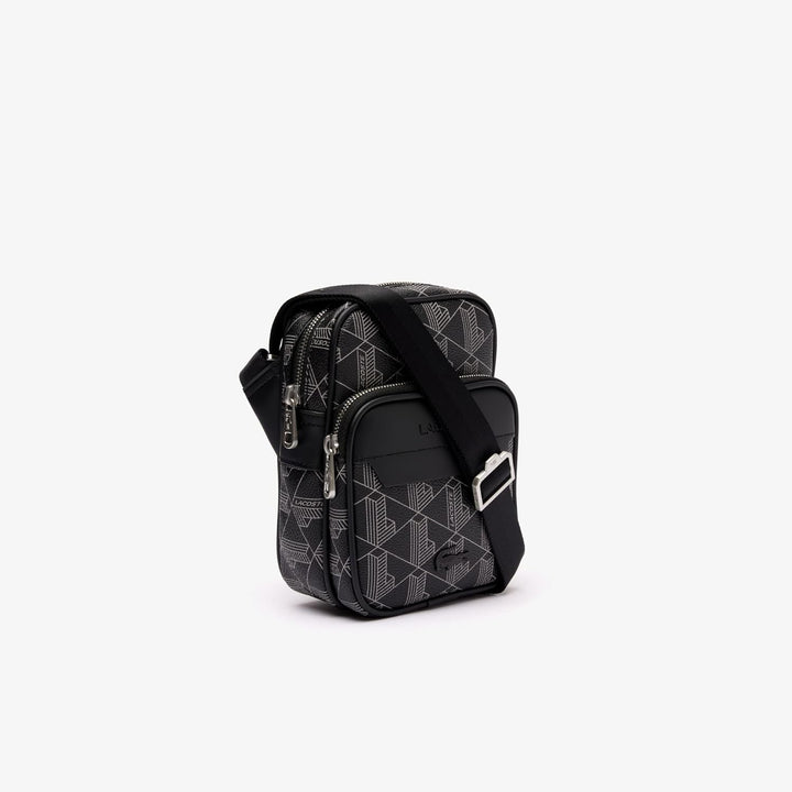 Lacoste Herren Nh4409lx Handtasche, Monogram schwarz grau, Einheitsgrösse EU, Monogram Schwarz Grau