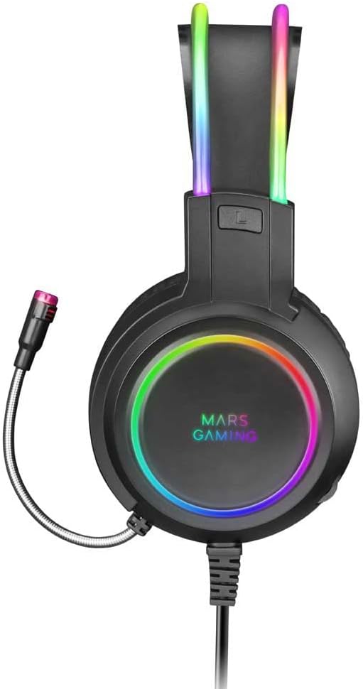 Mars Gaming MHRGB, Chroma RGB Flow Headset, Professionelles Mikrofon, Räumlicher Klang, Schwarz, MHR