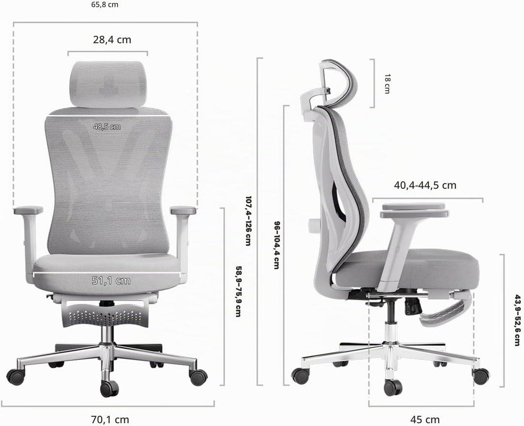 Hbada P5 Ergonomischer Bürostuhl, Schreibtischstuhl mit Verstellbarer Lordosenstütze, atmungsaktive