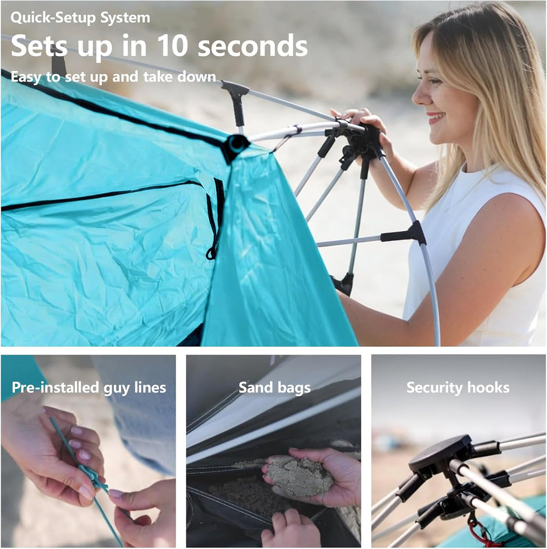 Three Bears Pop-Up-Strandzelt – UV-Schutz LSF 50+, leichte und tragbare Cabana für 3–4 Personen, ein