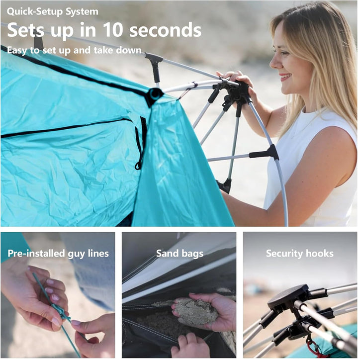 Three Bears Pop-Up-Strandzelt – UV-Schutz LSF 50+, leichte und tragbare Cabana für 3–4 Personen, ein