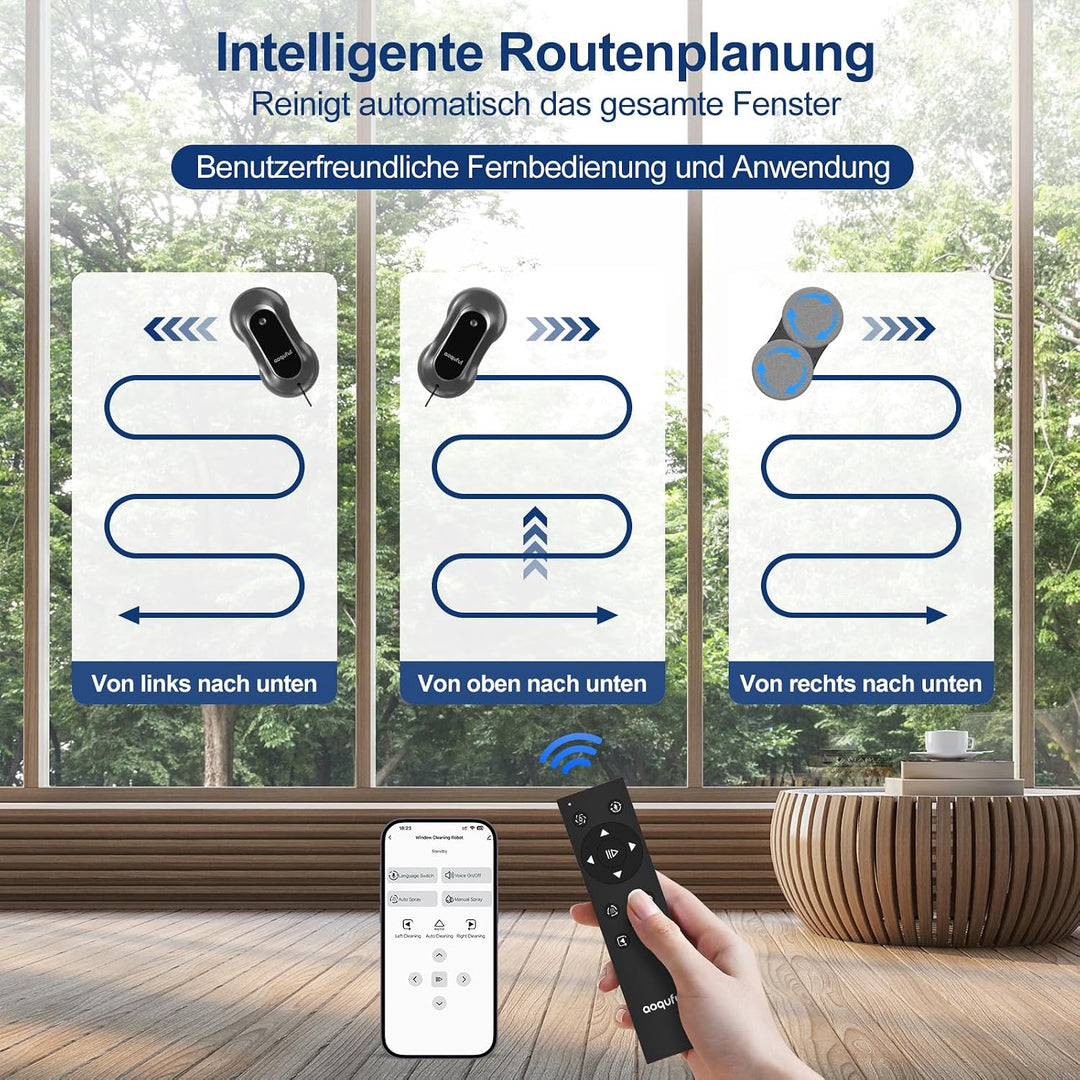 Fensterputzroboter mit KI-Navigation, Sprühfunktion und App-Steuerung