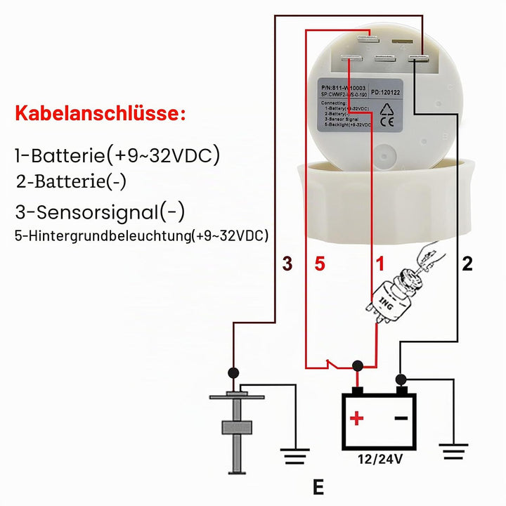 KAOLALI Kraftstoffstandssensor mit Kraftstoffanzeige, Boots Kraftstoffsender, Kraftstoff Wasserstand