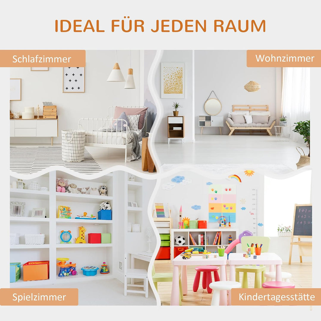 HOMCOM Bücherregal Kinder Kinderregal mit Sitzhocker 6 Fächern 3 Kissen Spielzeugregal Kinderbücherr