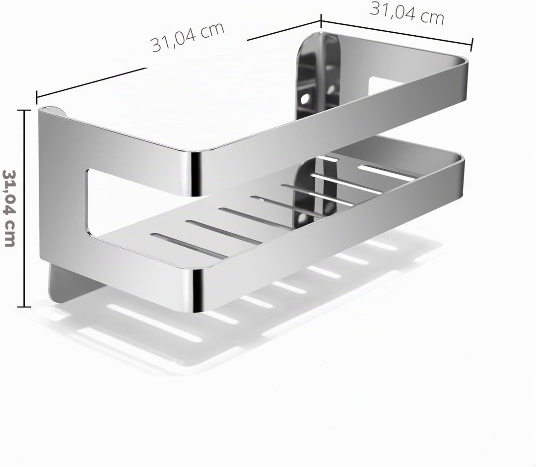 QL Duschregal,Badregale aus Edelstahl SUS304,Wand-Organizer für Bad und Küche,Duschkorb 20 cm,Chrom