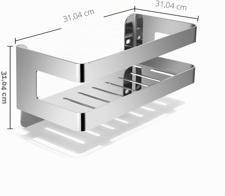 QL Duschregal,Badregale aus Edelstahl SUS304,Wand-Organizer für Bad und Küche,Duschkorb 20 cm,Chrom
