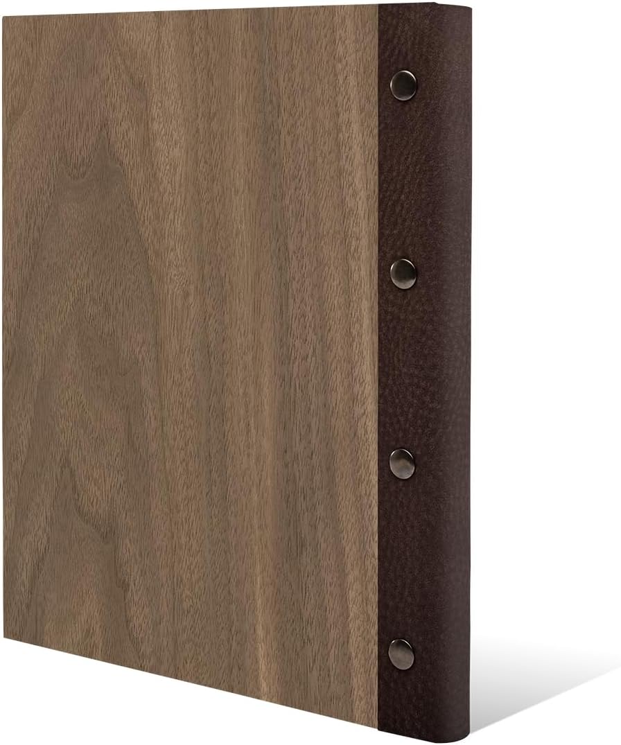Kartenmachen.de Personalisiertes Stammbuch Hochzeit aus echtem Holz mit Leder Rücken A5 oder A4 inkl