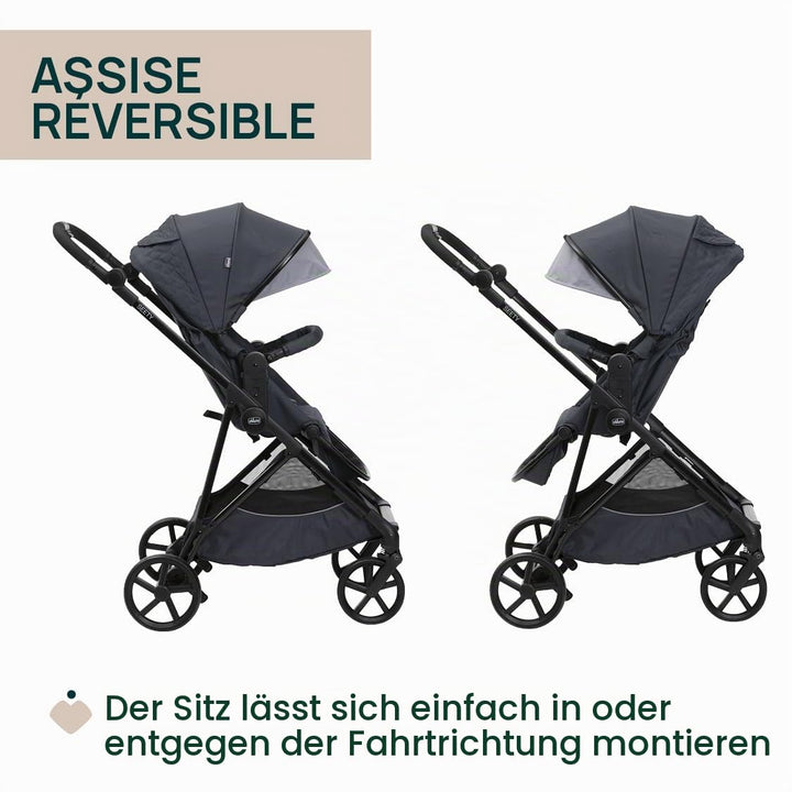 Chicco Kinderwagen Seety, Leicht und kompakt, von 0 Monaten bis 4 Jahren, bis 22 kg, faltbar, verste