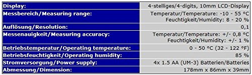 Feuchte und Temperatur Messgerät Tester Prüfer (Getreide, Futtermittel, Lebensmittel) Weizen/Hafer H