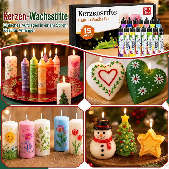 ePicsoa 30 ml Kerzenstifte, Taufkerze Selber Machen Set (15 Farben)