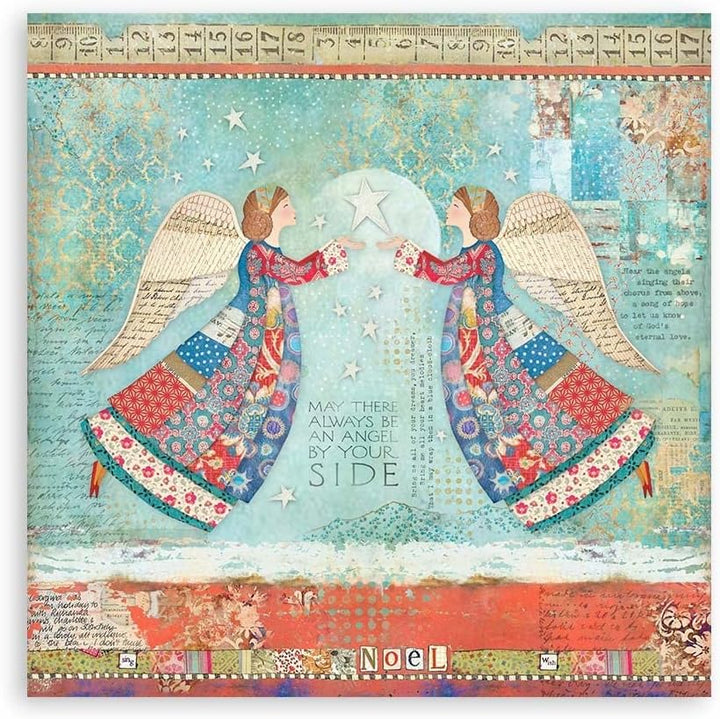 Stamperia SBBXS05 Extra Kleiner Block 10 Blätt-15.24x15.24 (6"x6") Double Face Christmas Patchwork,