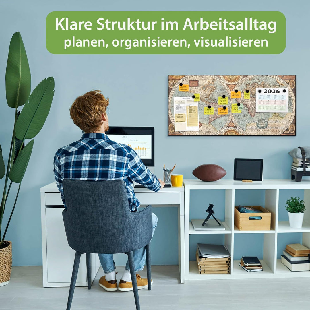 banjado Magnettafel schwarz 78 x 37cm / Magnetwand Metall/Magnetpinnwand als Memoboard/Pinnwand Magn