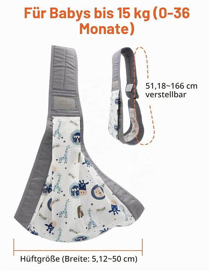 Tragetuch Baby, Mumgaroo Babytrage Neugeborene ab Geburt, On the Go Multifunktionale Tragetuch, Baby