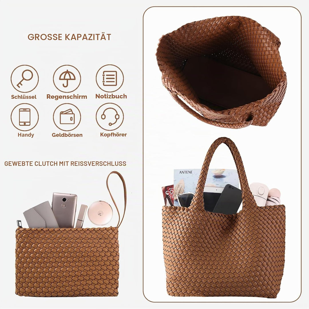 SporGenius Damen Woven Beach Bag 2025 Gewebte Tasche Braun, Braun