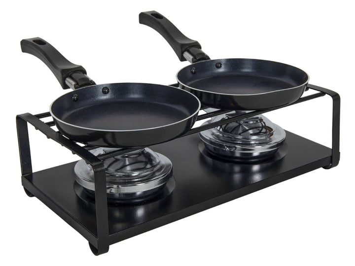 Mini Raclette Set ohne Strom - für 2 Personen - Tischgrill mit 2 Pfannen - Camping Festival Picknick