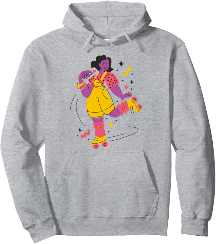 80er Jahre Rollerskating Girl Woman Rollerskate Pullover Hoodie
