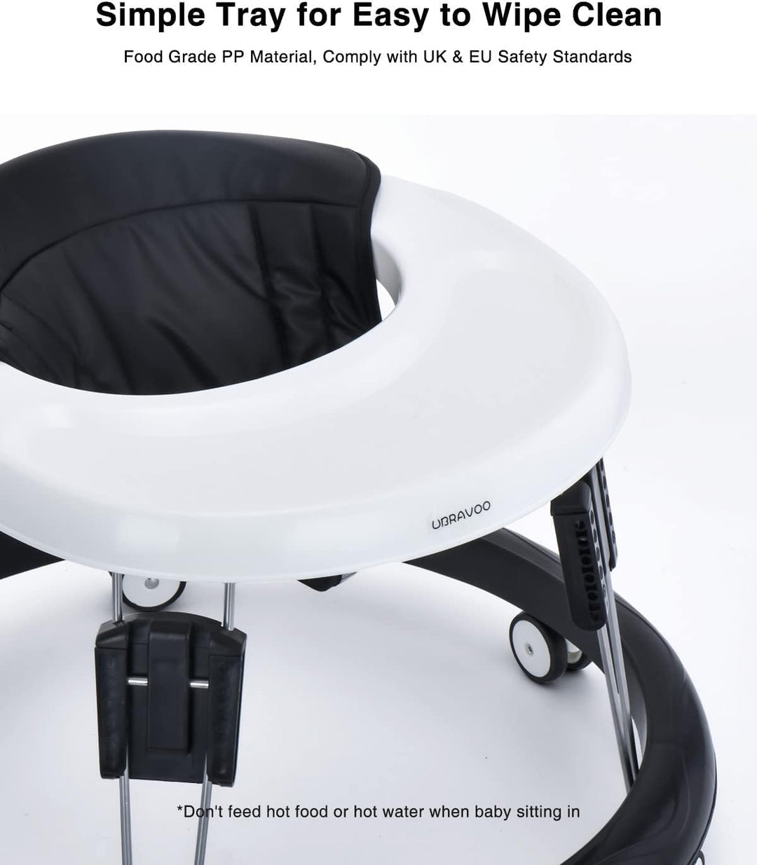 UBRAVOO Verstellbare Lauflernhilfen, Leicht zu reinigendes Tablett, Universal-Rollator Anti-Rollover