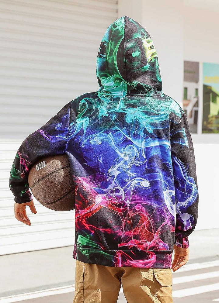 Fanient Pullover Jungen Mädchen 3D Print Fleece Hoodie Kinder Hooded Sweatshirt with Kangaroo Pocket