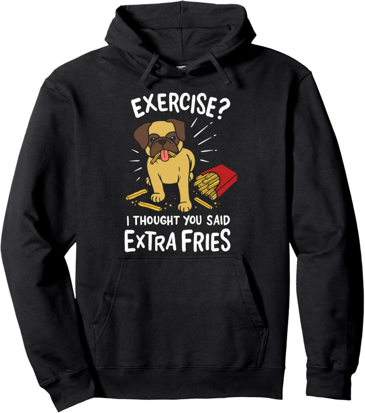 Mops Mopshund Extra Fries Pullover Hoodie