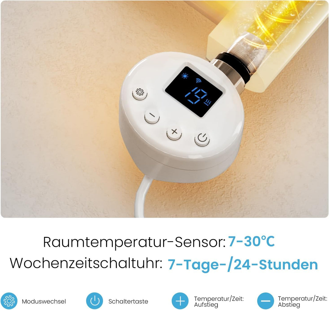 Heilmetz Handtuchheizkörper Elektrisch 1400 x 400 mm, Smart WiFi Thermostat Elektrischer Badheizkörp