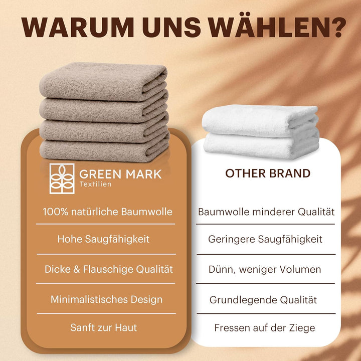 NatureMark 4er Pack Duschtücher, Grösse 70x140cm, Sand/Beige, 100% Baumwolle, Sand/Beige