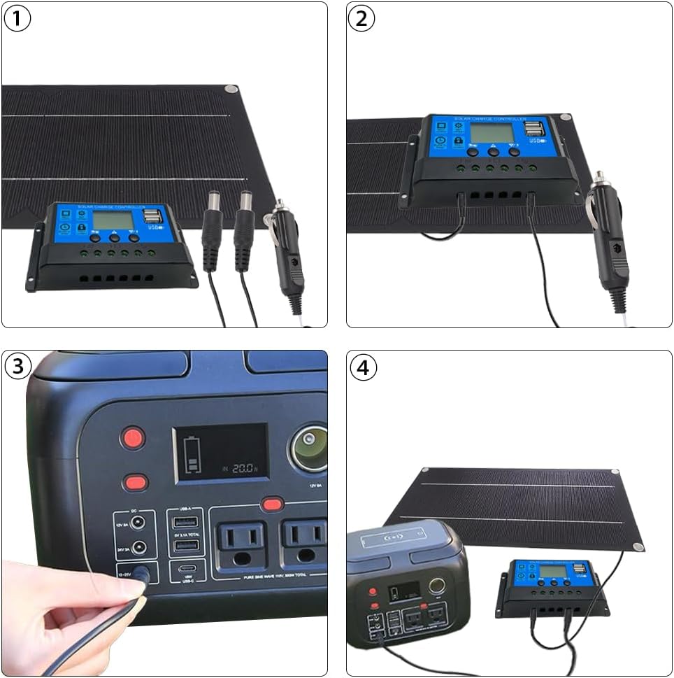 Solarpanel-Kit 60W 18V 100A Batterieladegerät Controller Tragbar | Faltbar USB-C USB-A DC Ausgang So