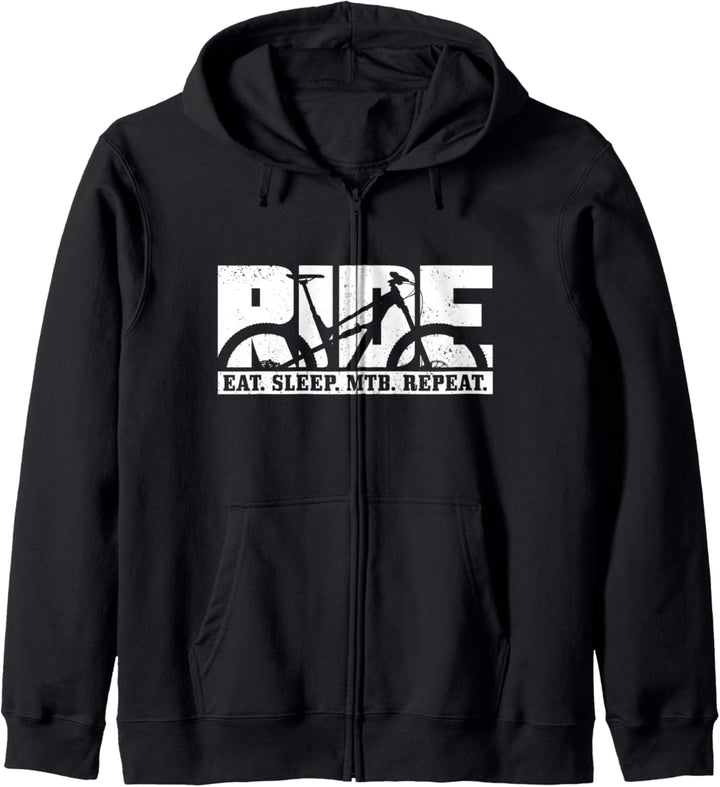 Mountainbike Eat Sleep MTB Repeat Mountainbiker Geschenk Kapuzenjacke