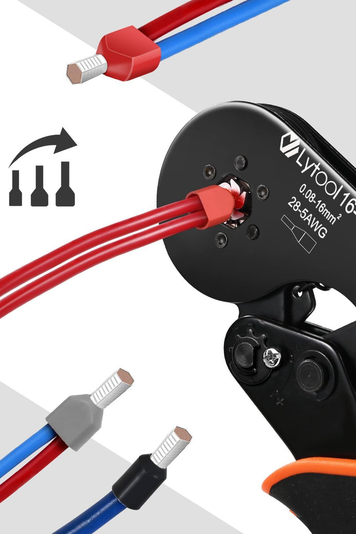 Crimpzange 0.08-16mm², Lytool Aderendhülsenzange Crimp Zange Sechskant Presszange für Isolierte Unis
