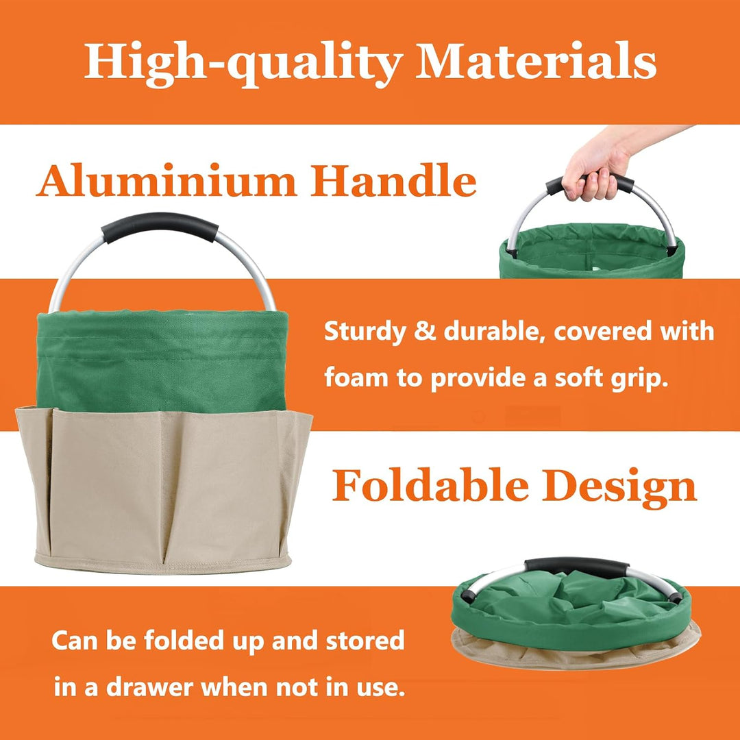 2 Stück 17L Faltbarer Werkzeugtasche mit 6 Taschen, Putzmittel Organizer aus 600D Oxford-Gewebe, Gar