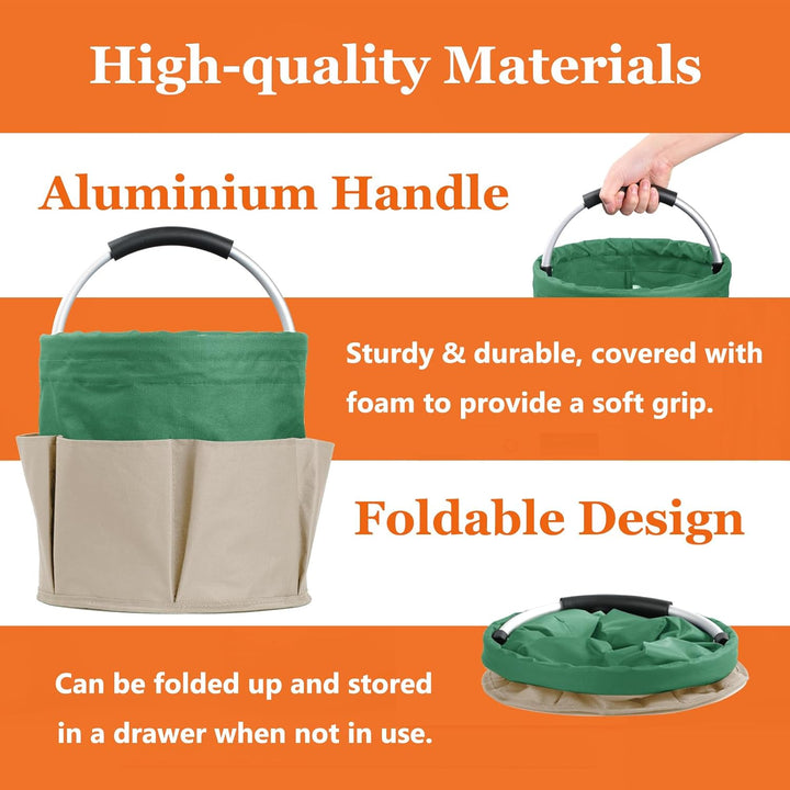 2 Stück 17L Faltbarer Werkzeugtasche mit 6 Taschen, Putzmittel Organizer aus 600D Oxford-Gewebe, Gar