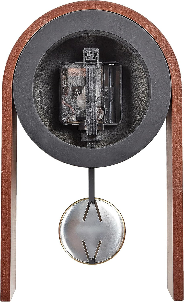 Beliani Tischuhr schwarz/dunkler Holzfarbton mit Pendel Retro-Design 25 cm Blatten