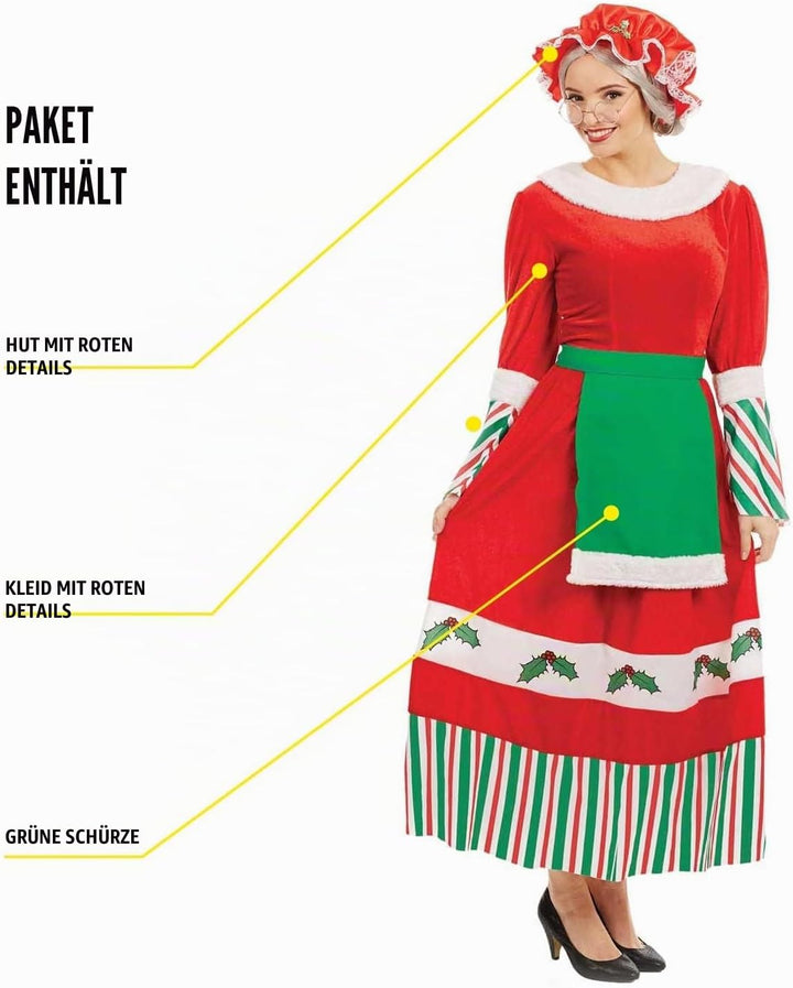 Fun Shack Weihnachtsfrau Kostüm Damen, Festliches Halloween Kostüm, M M Rot, M Rot