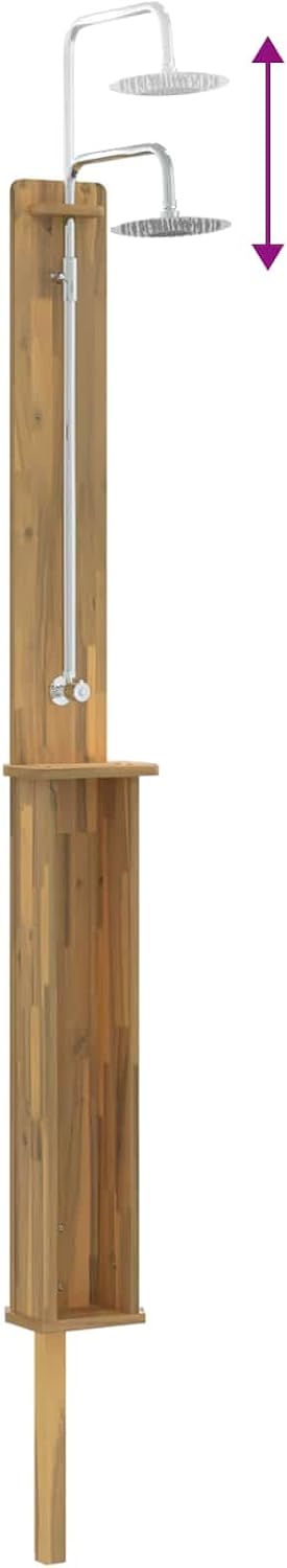 vidaXL Gartendusche 257 cm Massives Akazienholz und Edelstahl Weiss Weiss 24 x 19 x 257 cm, Weiss 24