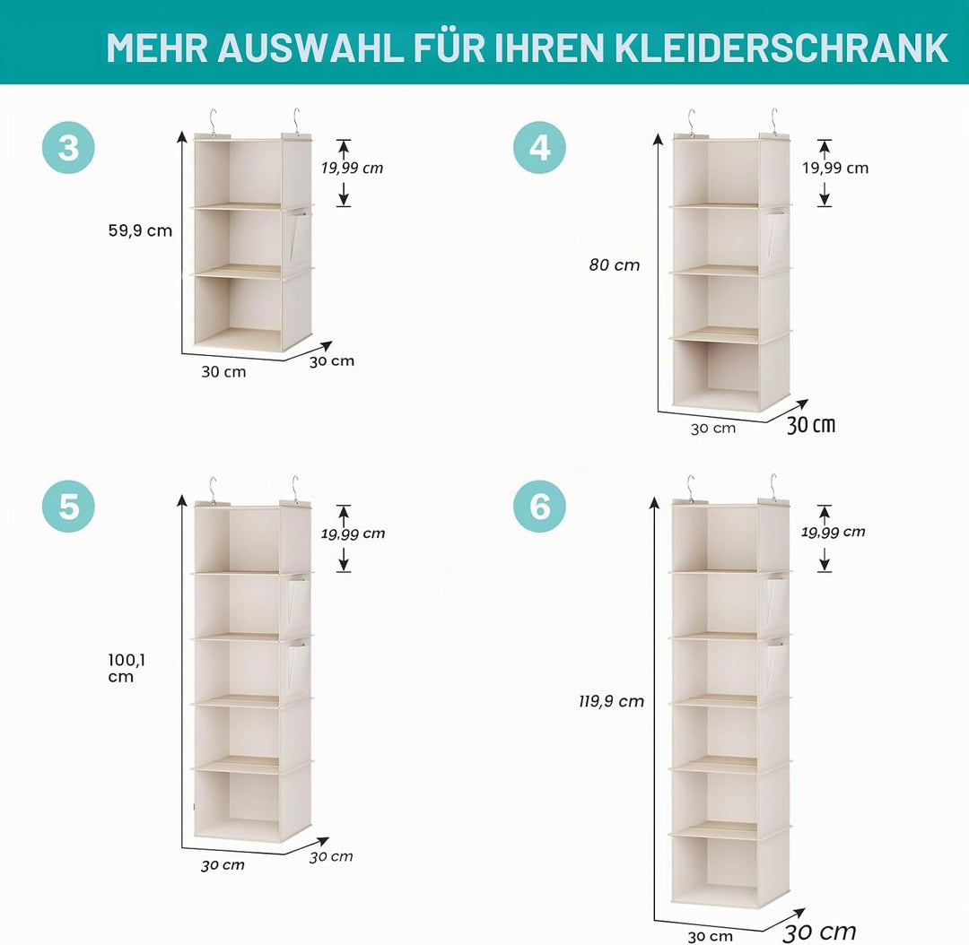 YOUDENOVA Hängeregal Stabiler Kleiderschrank Organizer Hängeaufbewahrung Schrankorganizer Hängeorgan