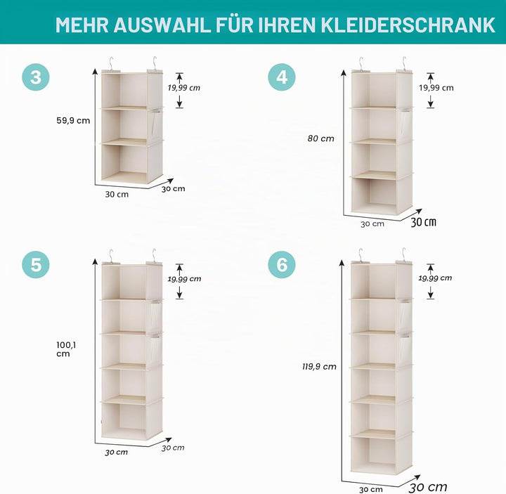 YOUDENOVA Hängeregal Stabiler Kleiderschrank Organizer Hängeaufbewahrung Schrankorganizer Hängeorgan